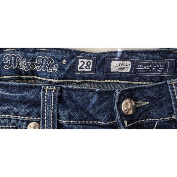 Miss Me Women's Boot Cut Jeans Blue Pockets Embroidered Low Rise Denim 28 - Picture 5 of 9